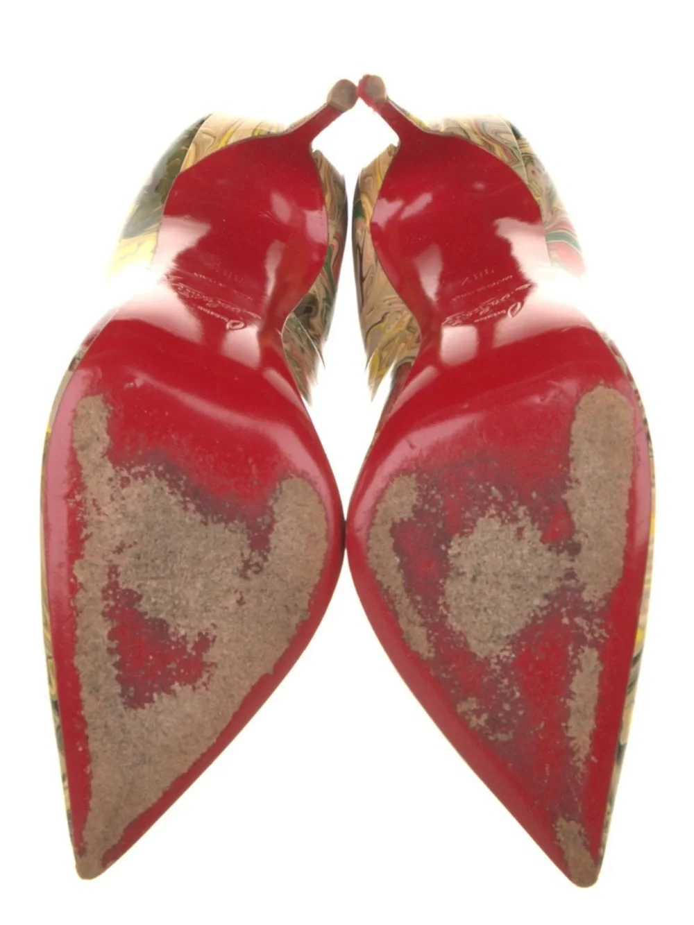 Christian Louboutin High Heel Pointed-Toe Pump in Marbled Yellow